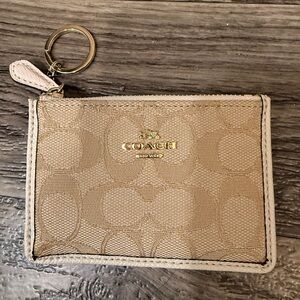 Coach Tan Signature Keychain Pouch